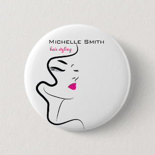 Girl with wavy hair Hairstyling branding icon 6 Cm Round Badge