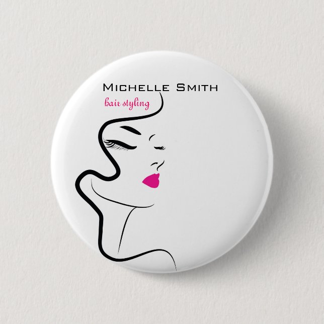 Girl with wavy hair Hairstyling branding icon 6 Cm Round Badge (Front)