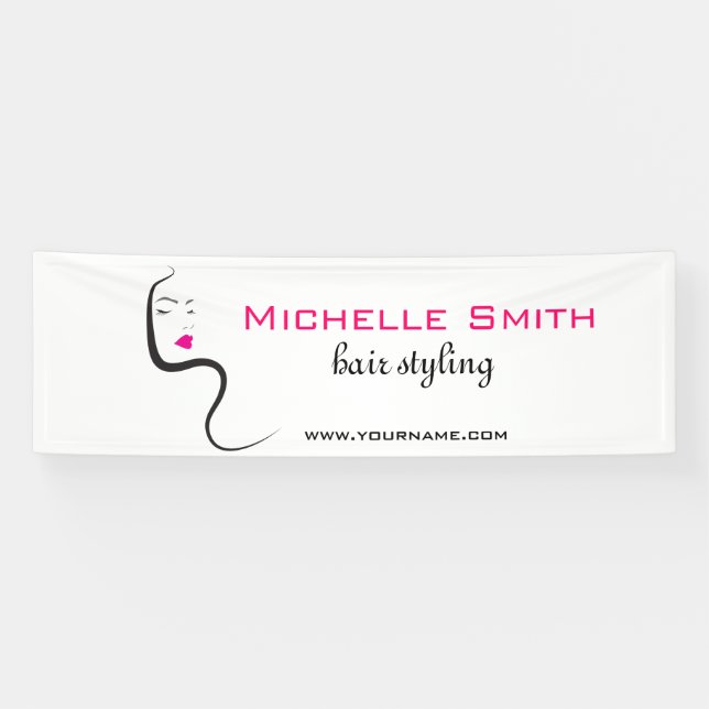 Girl with wavy hair Hairstyling branding icon Banner (Horizontal)