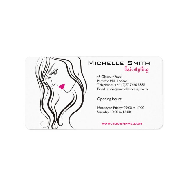 Girl with wavy hair Hairstyling branding icon Label (Front)