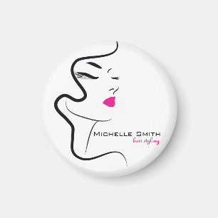 Girl with wavy hair Hairstyling branding icon Magnet