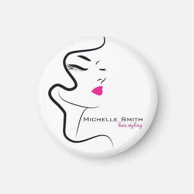 Girl with wavy hair Hairstyling branding icon Magnet (Front)