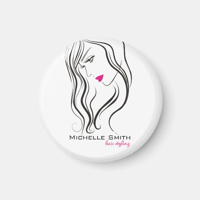 Girl with wavy hair Hairstyling branding icon Magnet (Front)