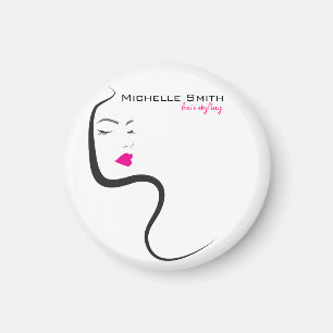 Girl with wavy hair Hairstyling branding icon Magnet