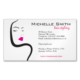 Girl with wavy hair Hairstyling branding icon Magnetic Business Card