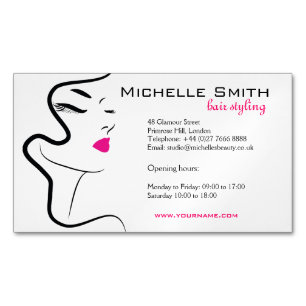 Girl with wavy hair Hairstyling branding icon Magnetic Business Card