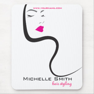 Girl with wavy hair Hairstyling branding icon Mouse Mat