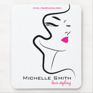 Girl with wavy hair Hairstyling branding icon Mouse Mat