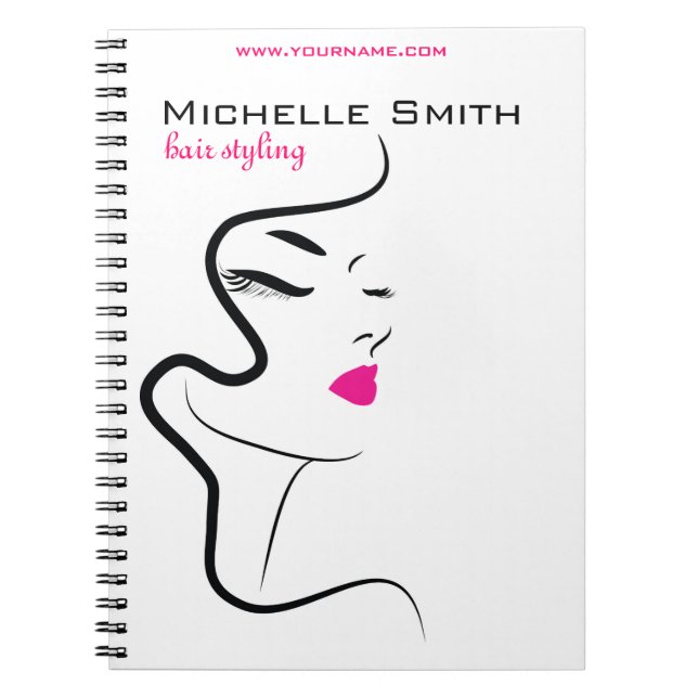 Girl with wavy hair Hairstyling branding icon Notebook (Front)