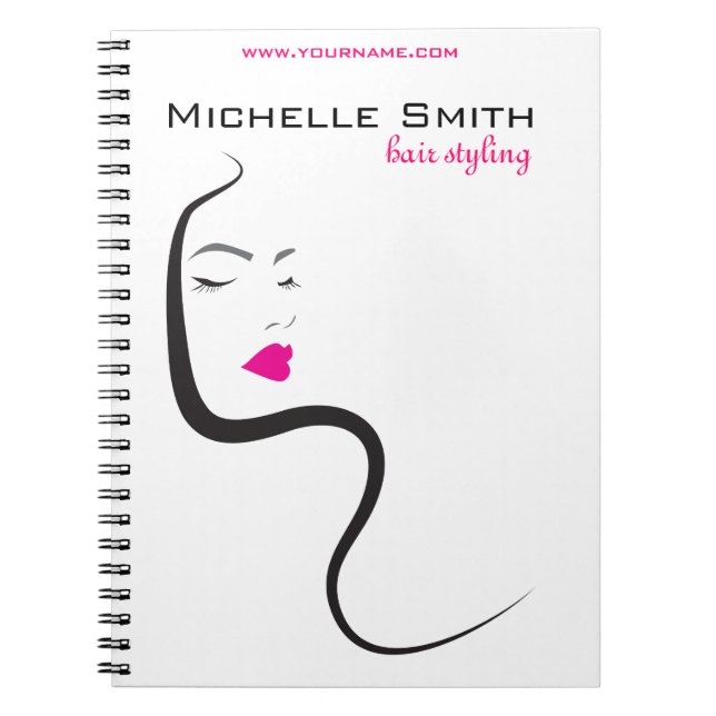 Girl with wavy hair Hairstyling branding icon Notebook (Front)
