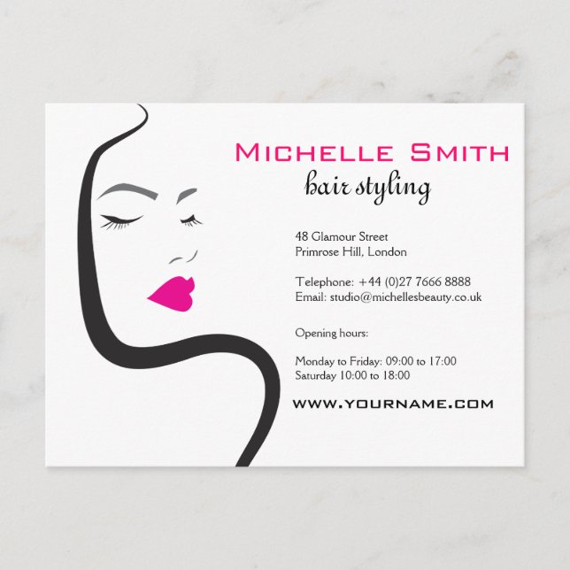 Girl with wavy hair Hairstyling branding icon Postcard (Front)