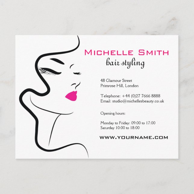 Girl with wavy hair Hairstyling branding icon Postcard (Front)