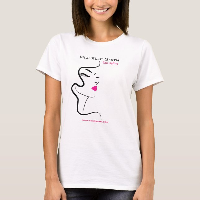 Girl with wavy hair Hairstyling branding icon T-Shirt (Front)