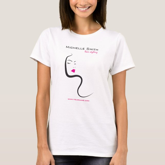 Girl with wavy hair Hairstyling branding icon T-Shirt (Front)