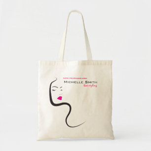Girl with wavy hair Hairstyling branding icon Tote Bag