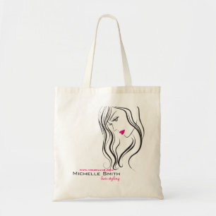 Girl with wavy hair Hairstyling branding icon Tote Bag