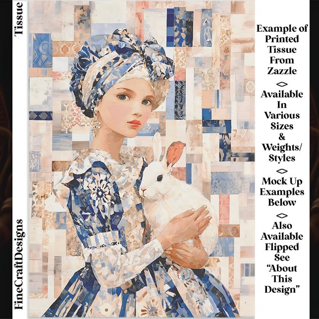 Girl with White Rabbit, Patchwork EB9R Decoupage Tissue Paper (Creator Uploaded)