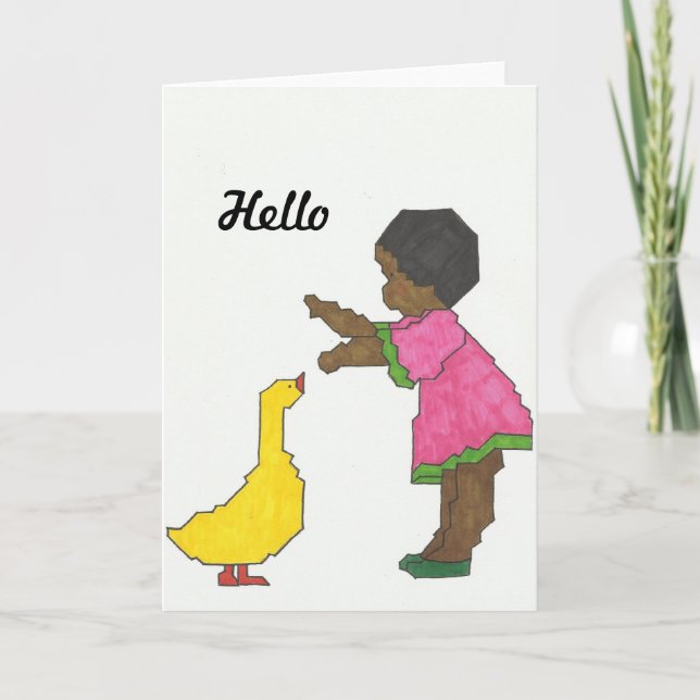 Girl With Yellow Duck Greeting Card (Front)