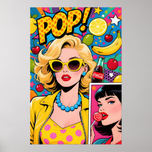 Girl with Yellow Shades Pop Art Poster