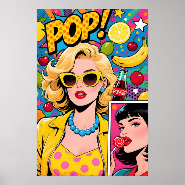Girl with Yellow Shades Pop Art Poster (Front)