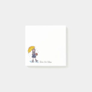 Girl With Yellow Umbrella In Watercolor Post-it Notes