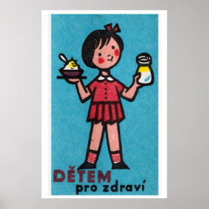 Girl with Yogurt Red Dress - Matchbox Print