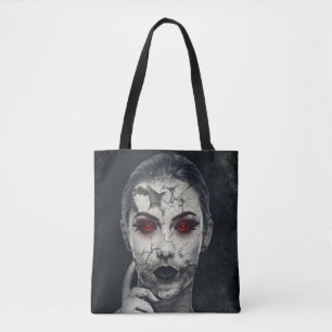 Girl Woman Face Head Art Paint Drawing Hair Eyes Tote Bag