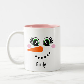 Girl/Woman Snowman Face Personalised Coffee Mug