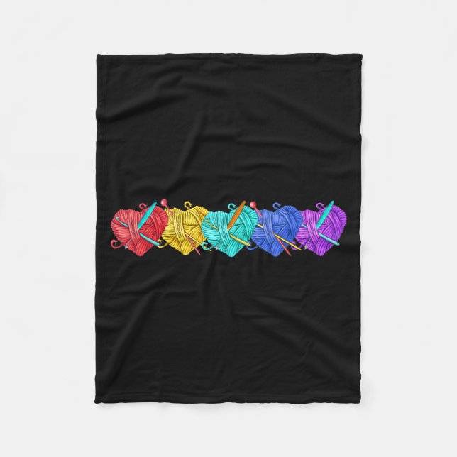 Girl Women's Yarn Crochet Knitting Funny Gift  Fleece Blanket (Front)