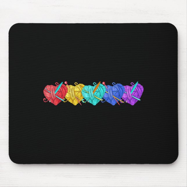 Girl Women's Yarn Crochet Knitting Funny Gift  Mouse Mat (Front)