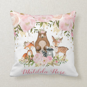 Girl Woodland Animals Forest Girl Nursery Decor Cushion
