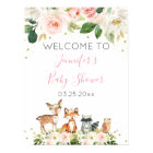 Girl Woodland Baby Shower Blush Floral Welcome