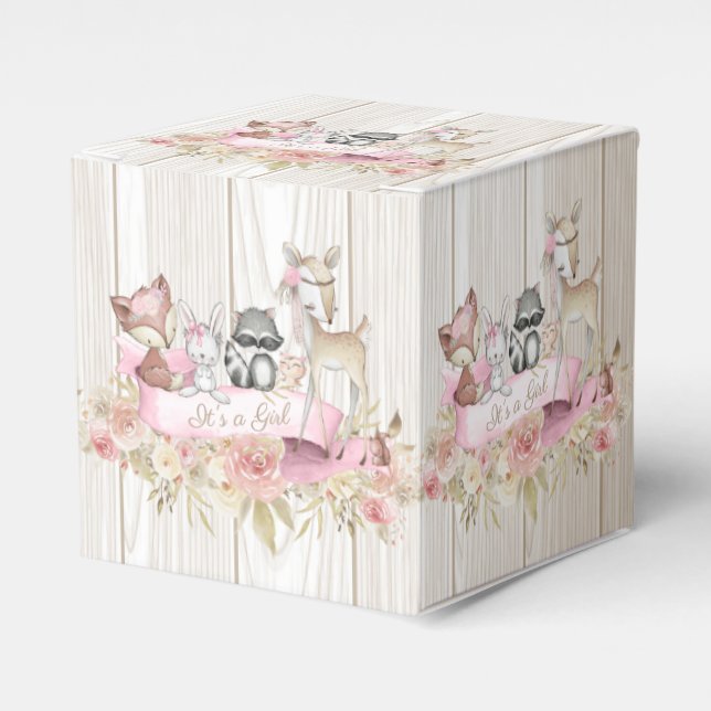 Girl Woodland Baby Shower Favour Box (Front Side)