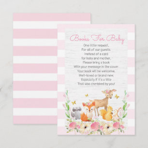 Girl Woodland Book Request Card, Books For Baby Invitation