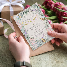 Girl Woodland Cute Animals Baby Shower Invitation