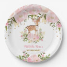 Girl Woodland Deer Pink Floral Forest Doe Birthday