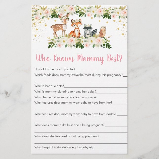 Girl Woodland Floral Who Knows Mummy Best Game (Front)