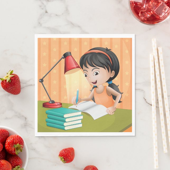 Girl Working At A Desk Napkins (Creator Uploaded)