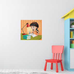Girl Working At A Desk Poster