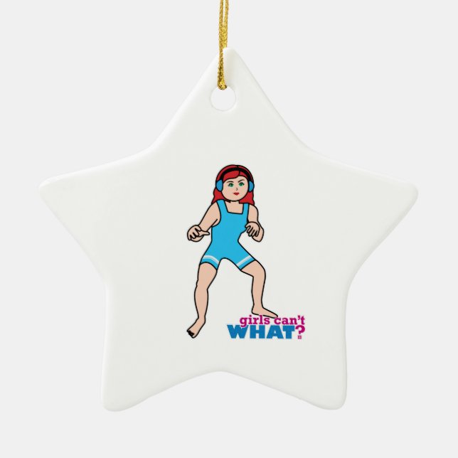 Girl Wrestler Ceramic Tree Decoration (Front)