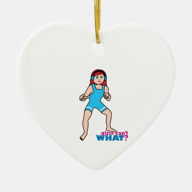 Girl Wrestler Ceramic Tree Decoration (Front)