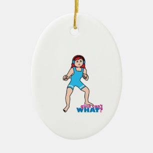 Girl Wrestler Ceramic Tree Decoration