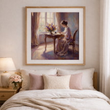 Girl writing a letter to Mum Poster