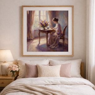 Girl writing a letter to Mum Poster