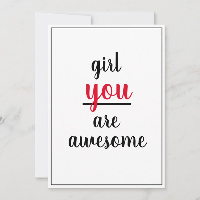  Girl You Are Awesome Kind Gesture Female Person Thank You Card (Front)
