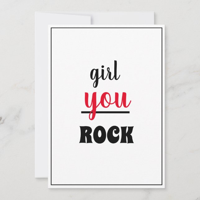  Girl You ROCK Nice Gesture Script Female Person Thank You Card (Front)