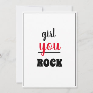  Girl You ROCK Nice Gesture Script Female Person Thank You Card