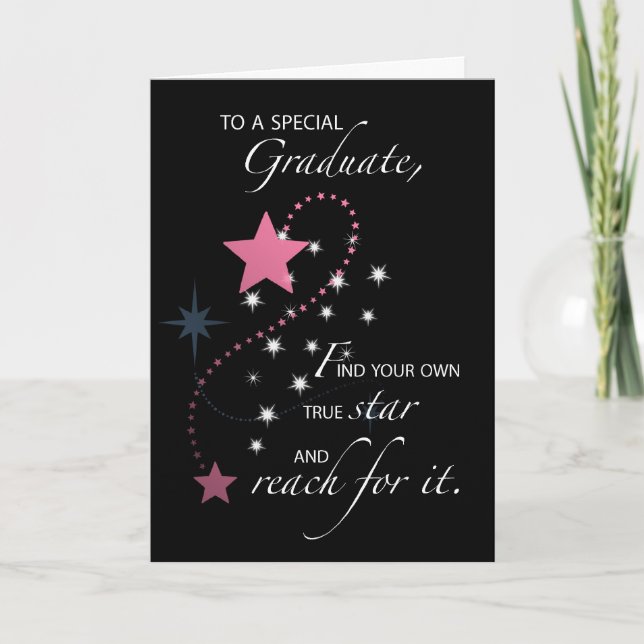 Girl, Young Woman, Graduation Star Congratulations Card (Front)