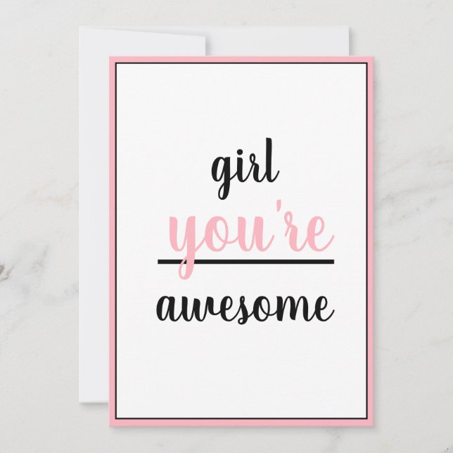  Girl You're Awesome Kind Gesture Girly Modern Thank You Card (Front)