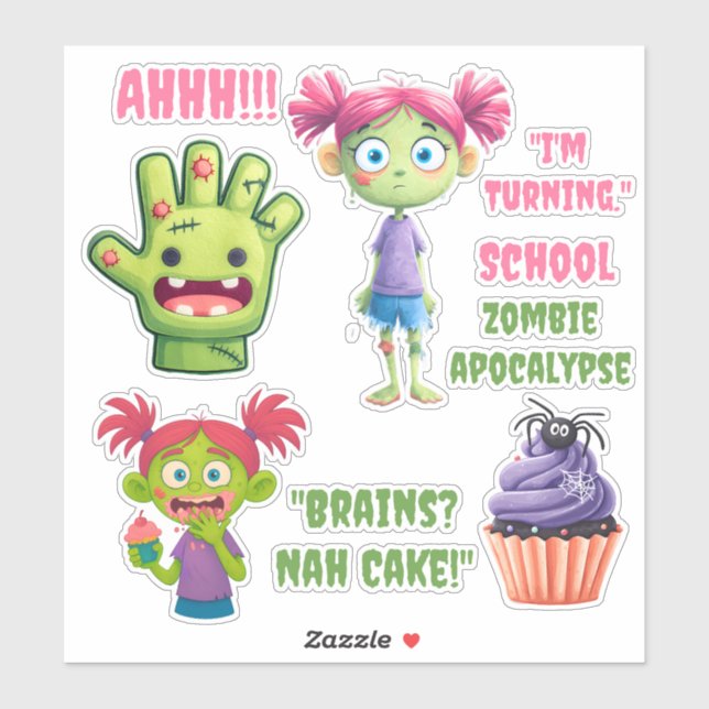 Girl Zomb Birthday Sticker Sheet (Sheet)